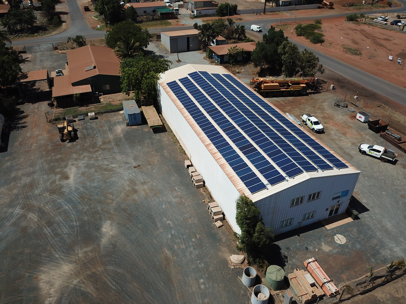 birdseye view of primero groups rooftop solar system