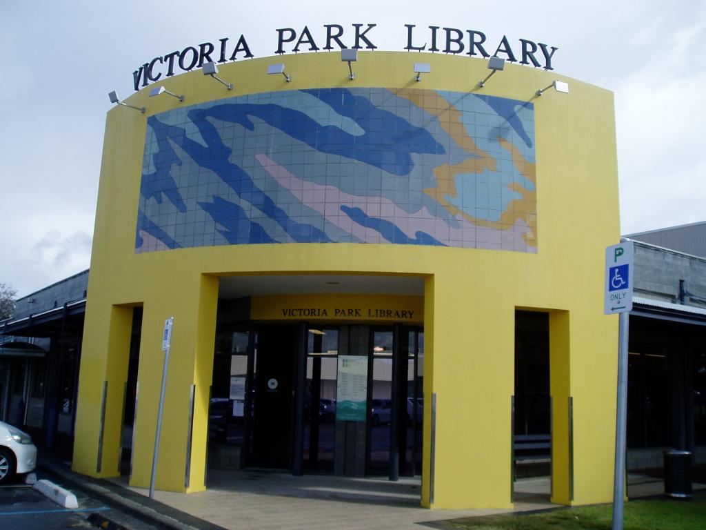 View of entrance to town of victoria park library